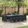 11-teilige Garten-Essgruppe Anthrazit aus Poly Rattan mit rechteckigem Tisch und 8 Stühlen.
