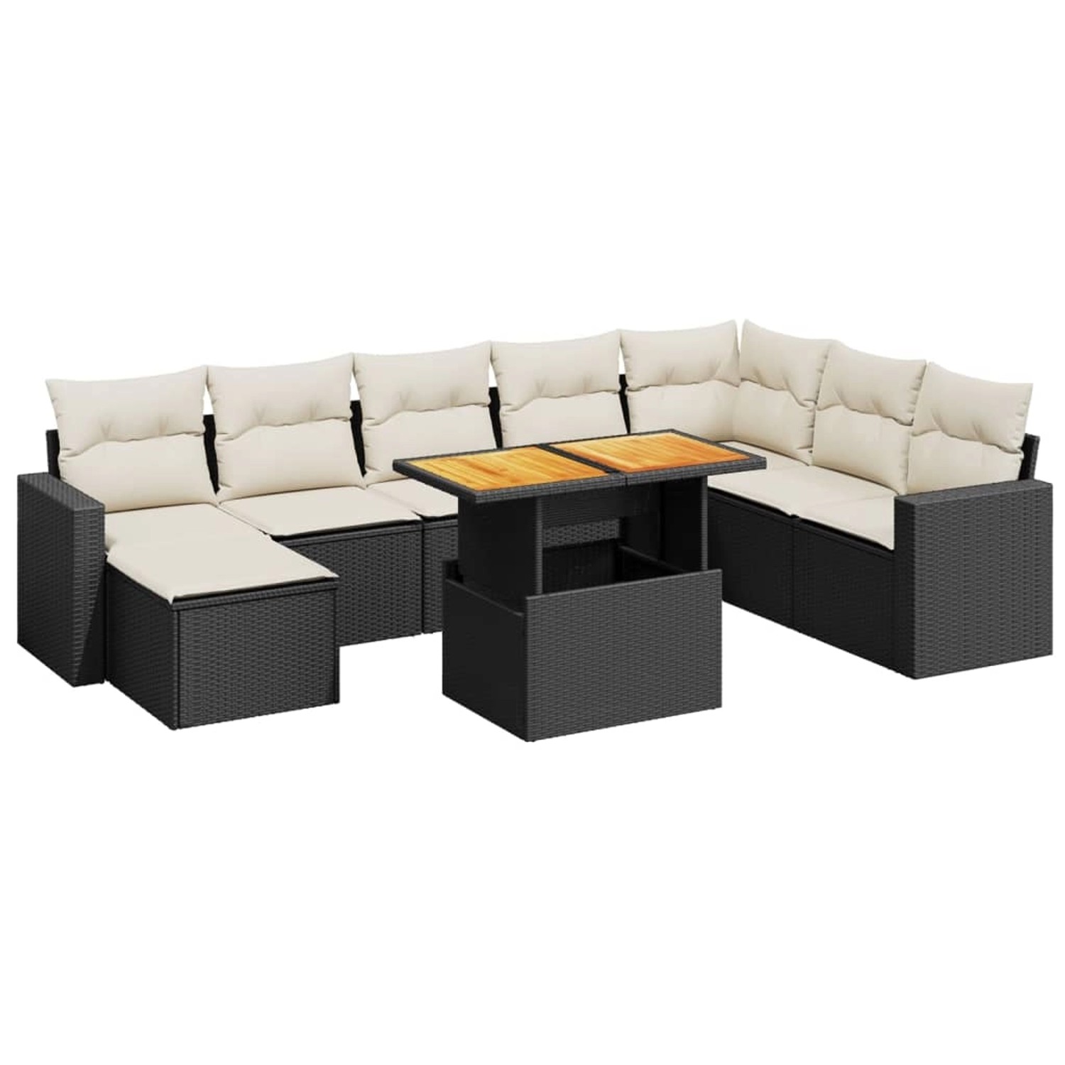 vidaXL 9-Tlg Garten-Sofagarnitur mit Kissen Schwarz Poly Rattan 3275625 günstig online kaufen