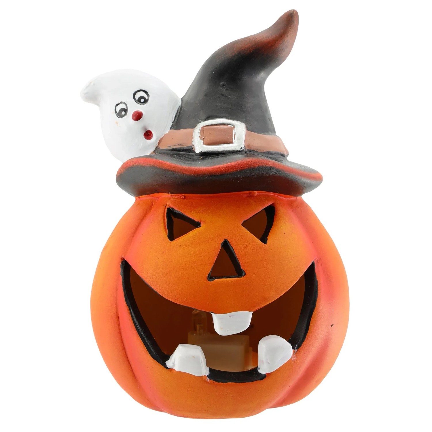 Kürbis Figur Keramik mit Hut Beleuchtet Schwarz-Orange 8 cm x 12 cm kaufen bei OBI