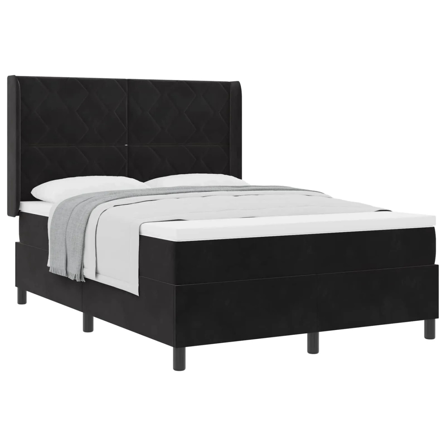 vidaXL Boxspringbett mit Matratze Schwarz 140 x 200 cm Samt 3342064