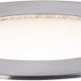 Runder Paulmann Plug & Shine Bodeneinbaustrahler RGBW aus Metall, Teil des Außenbeleuchtungssystems.