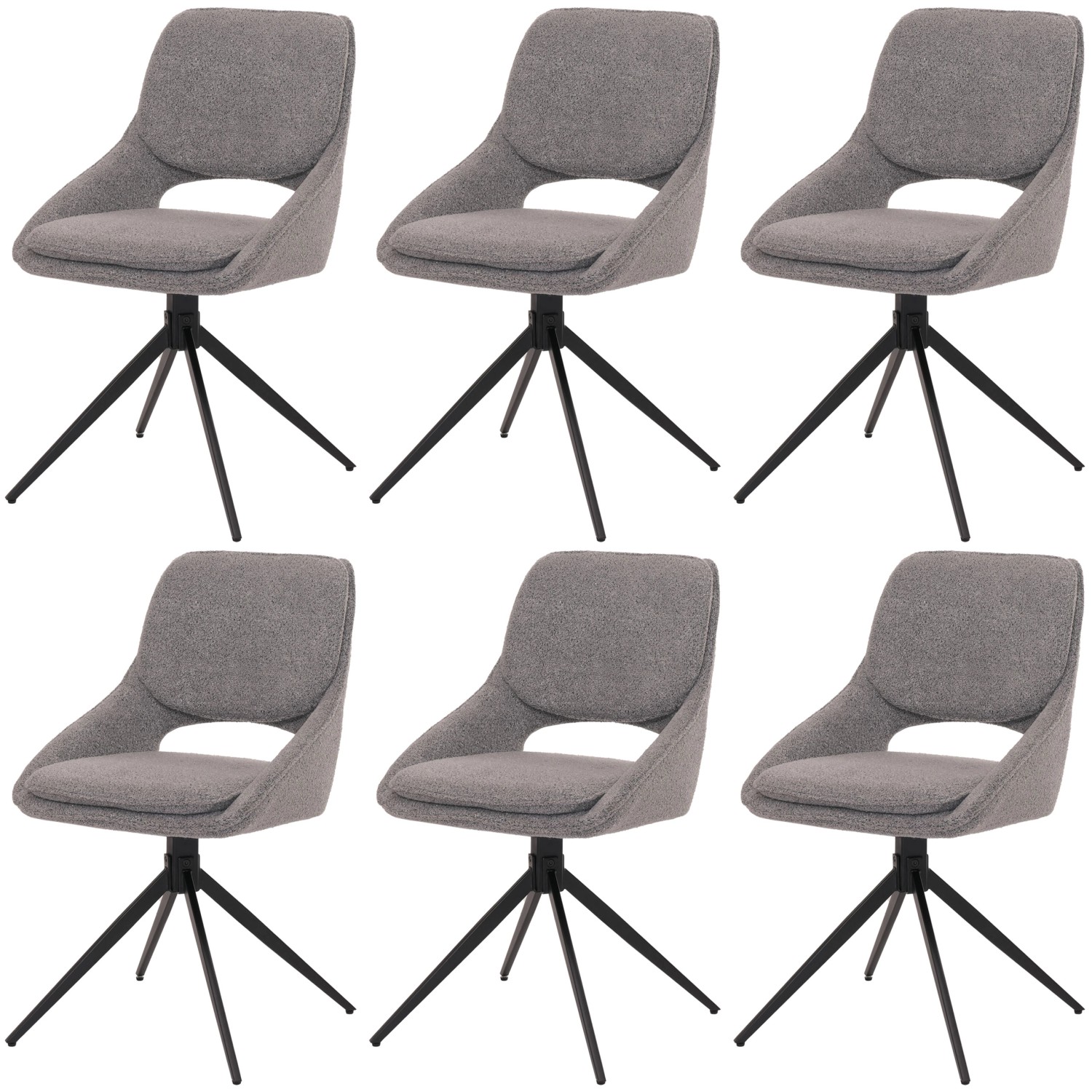 MCW Esszimmerstuhl N73 6er-Set Stoff/Textil Boucle 540g/m² Grau günstig online kaufen