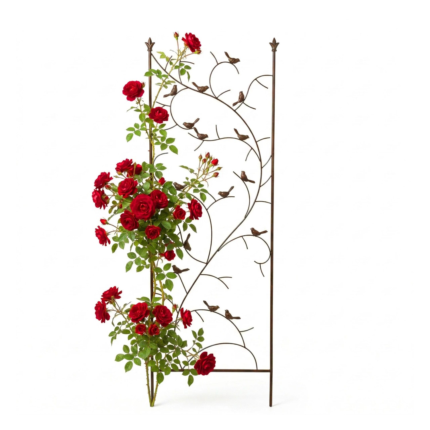 Relaxdays Rankgitter Stahl Braun Wetterfest Vogeldesign 150 cm x 50 cm x 1 cm