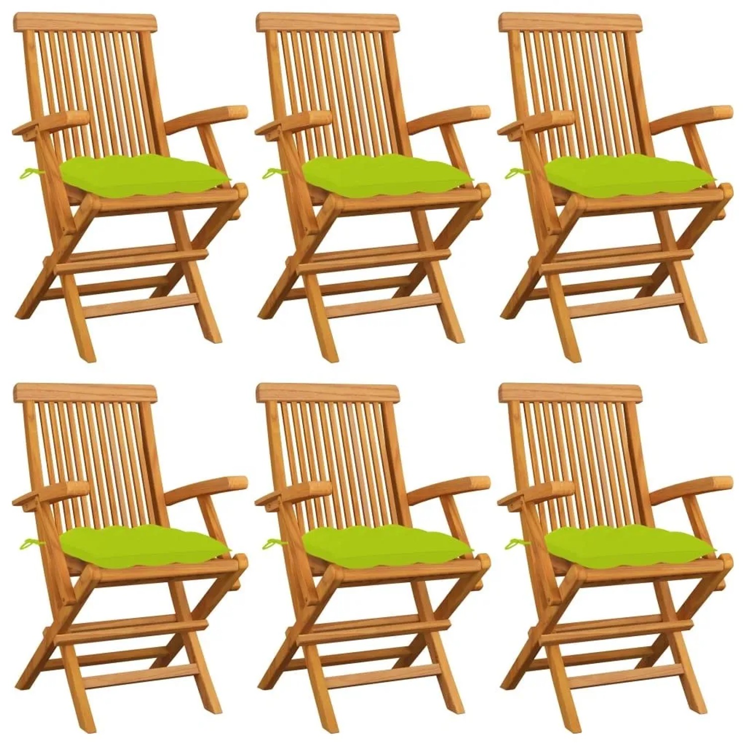 vidaXL Gartenstühle mit Hellgrünen Kissen 6 Stk Massivholz Teak 3062567 günstig online kaufen