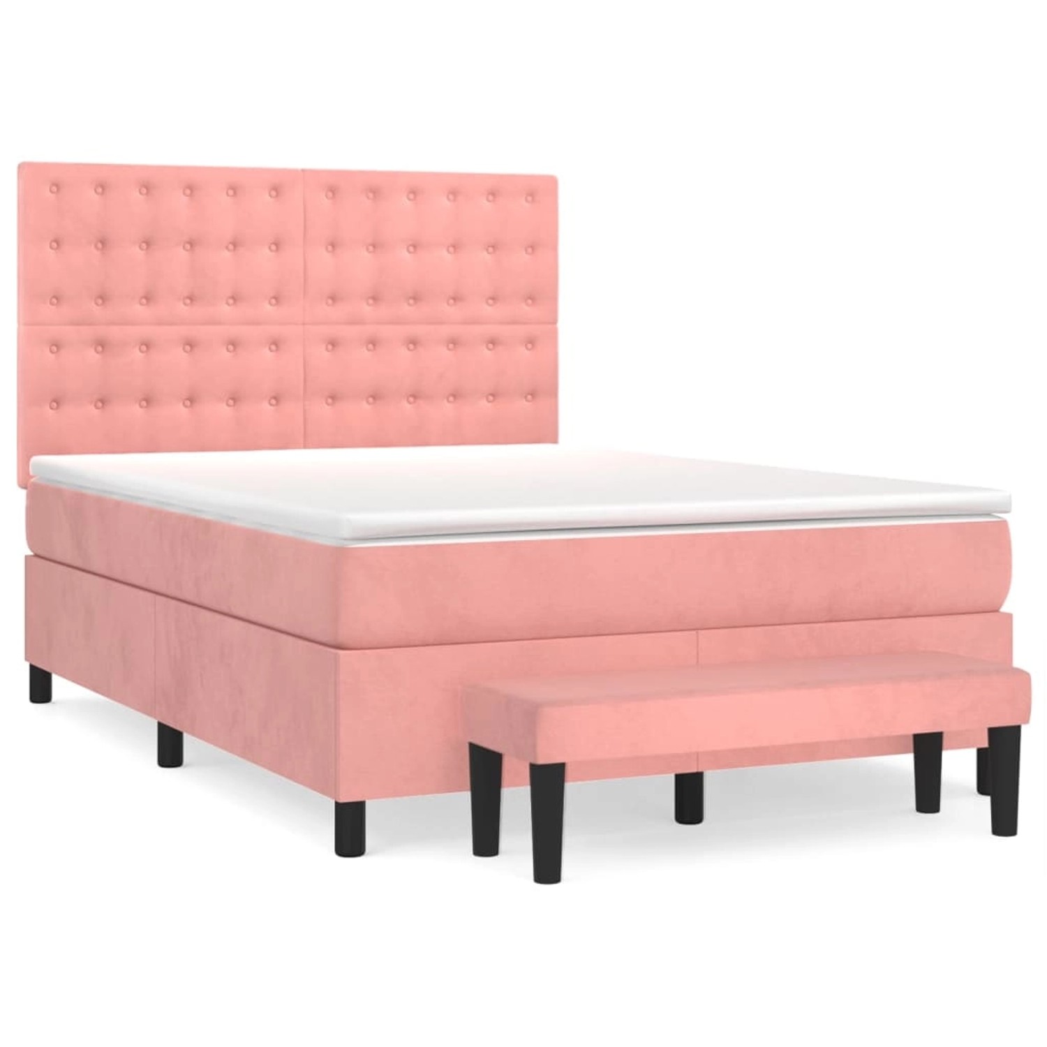 vidaXL Boxspringbett mit Matratze Rosa 140x200 cm Samt1359096 günstig online kaufen