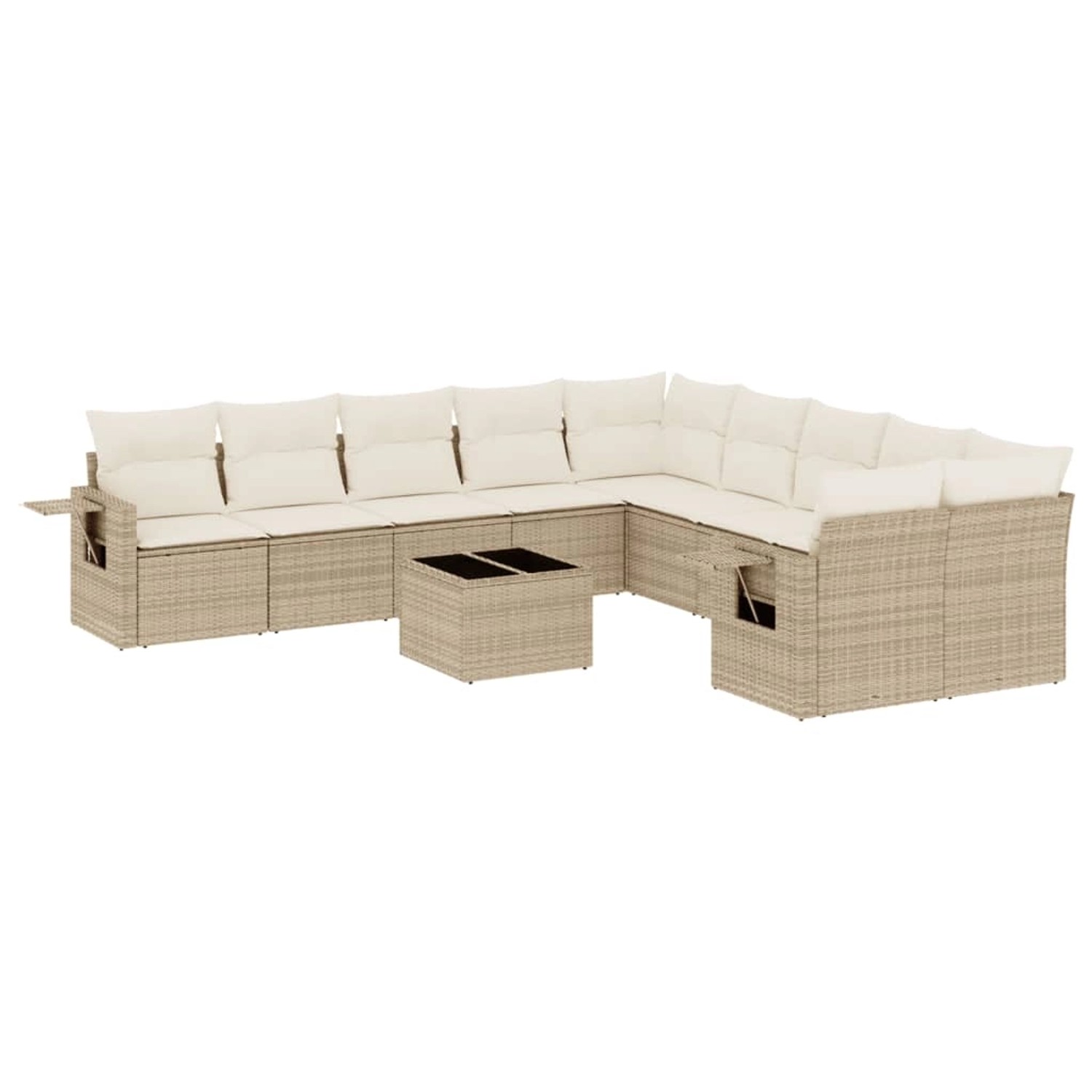 vidaXL 11-Tlg Garten-Sofagarnitur mit Kissen Beige Poly Rattan 3220717 günstig online kaufen