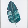 Silberfarbener Kunststoffrahmen 62x93 cm mit Motiv eines grünen Blattes, geeignet zur Wandmontage.