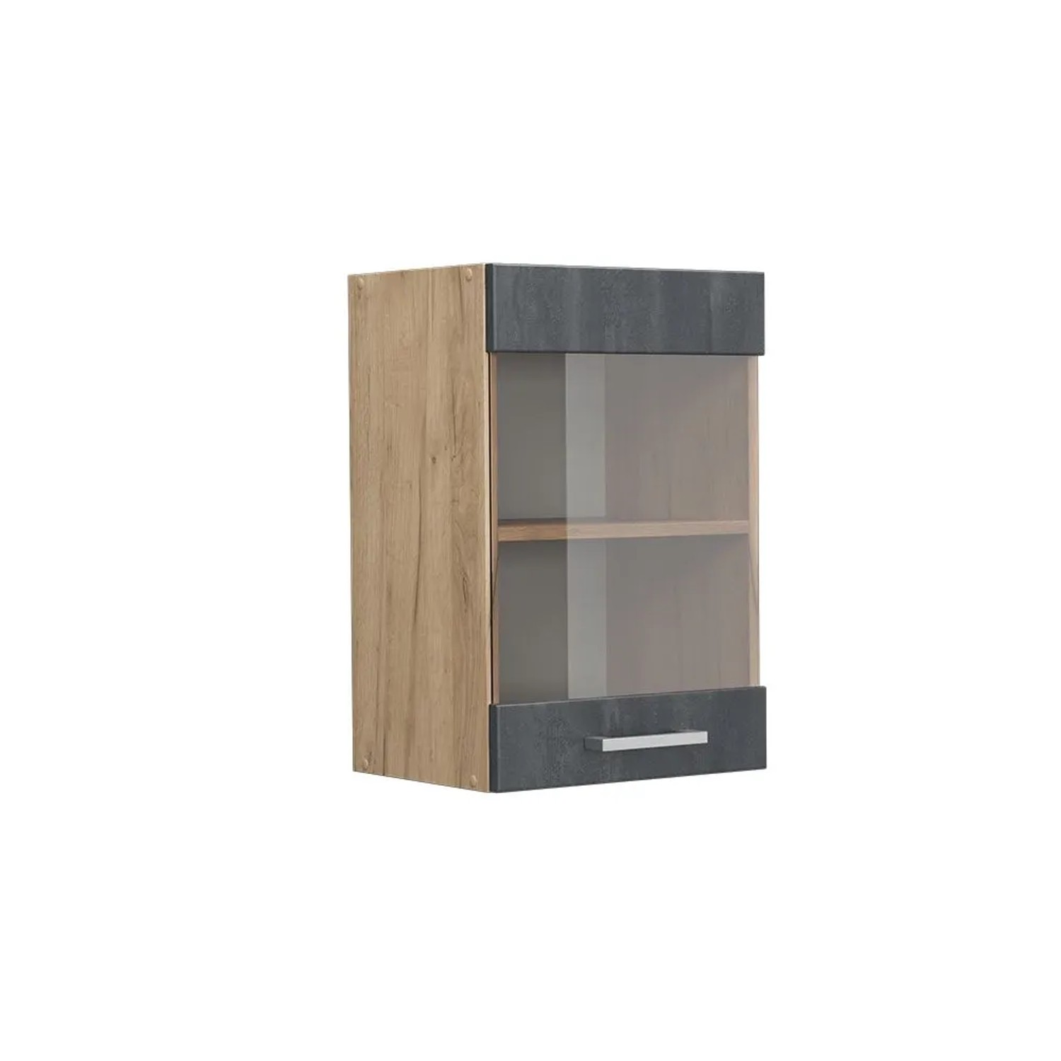 Vicco Küchenglasschrank R-Line Glashängeschrank Schwarz Beton Goldkraft Eiche 40 cm