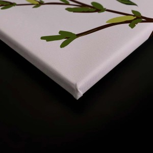 Detailansicht Leinwandbild mit Magnolie und Meise. Wandbild für Wohnzimmer, Schlafzimmer oder Büro.