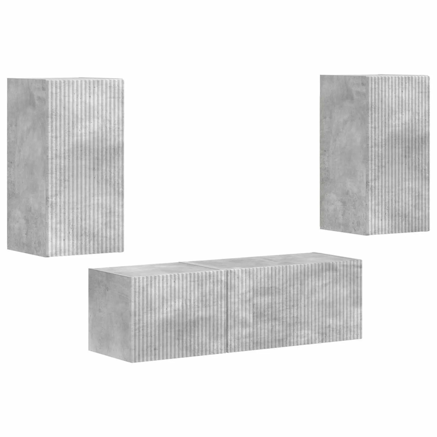 vidaXL TV-Wandregal-Set Wandmontiert 4 Stk Beton Grau Holzwerkstoff 3408910