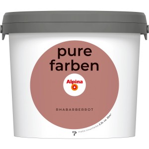 Alpina Pure Farben Rhabarberrot, 2,5 l, matte Wandfarbe für Innenräume.