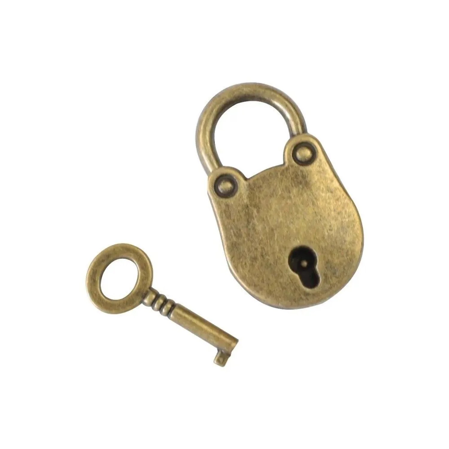 HMF Vintage Deko Vorhängeschloss mit Schlüssel 38 x 25 x 10 mm Bronze