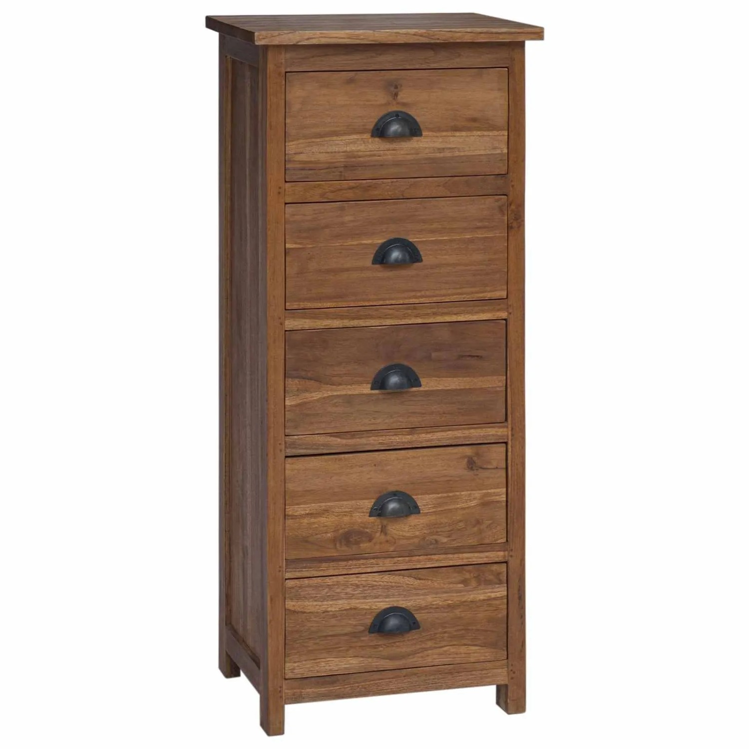 vidaXL Kommode mit Schubladen Natur 45 x 35 x 110 cm Massivholz Teak 42017962