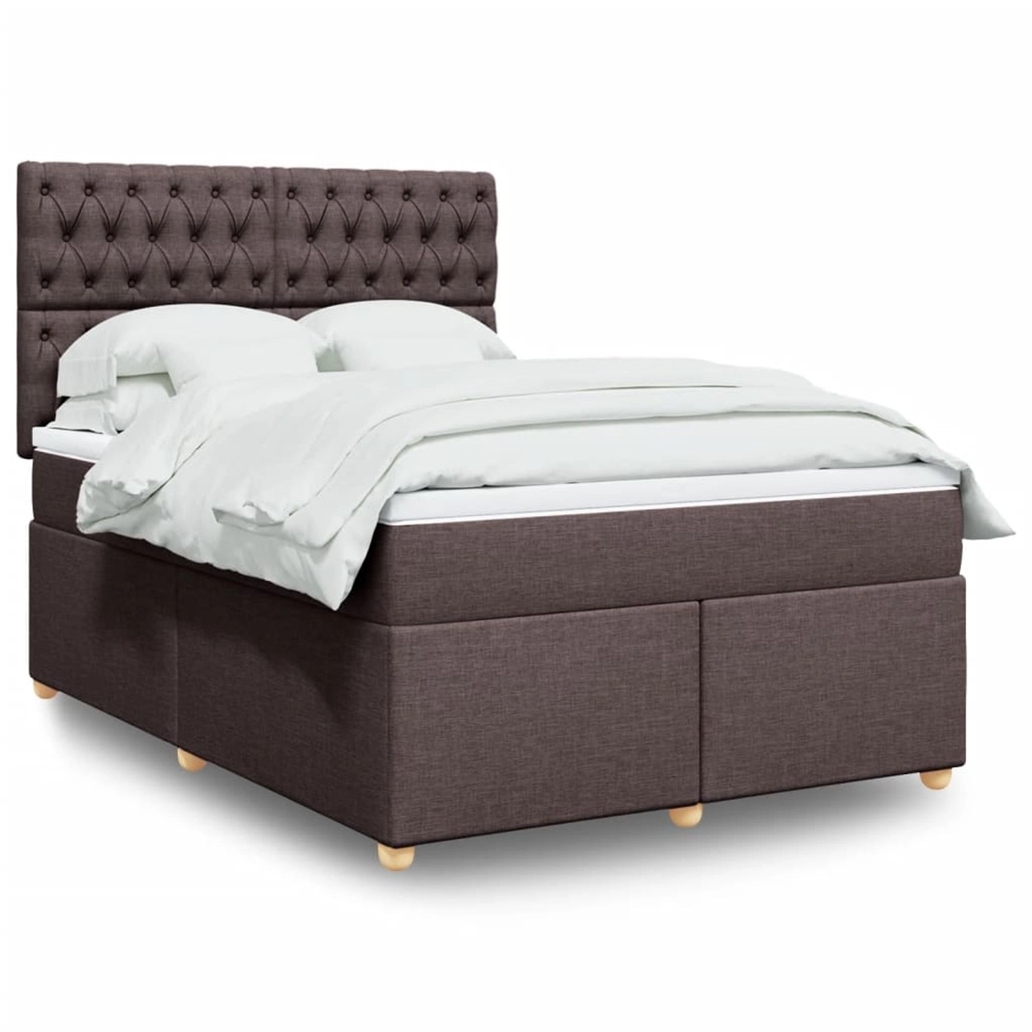 vidaXL Boxspringbett mit Matratze Dunkelbraun 140x200 cm Stoff 3293613 günstig online kaufen