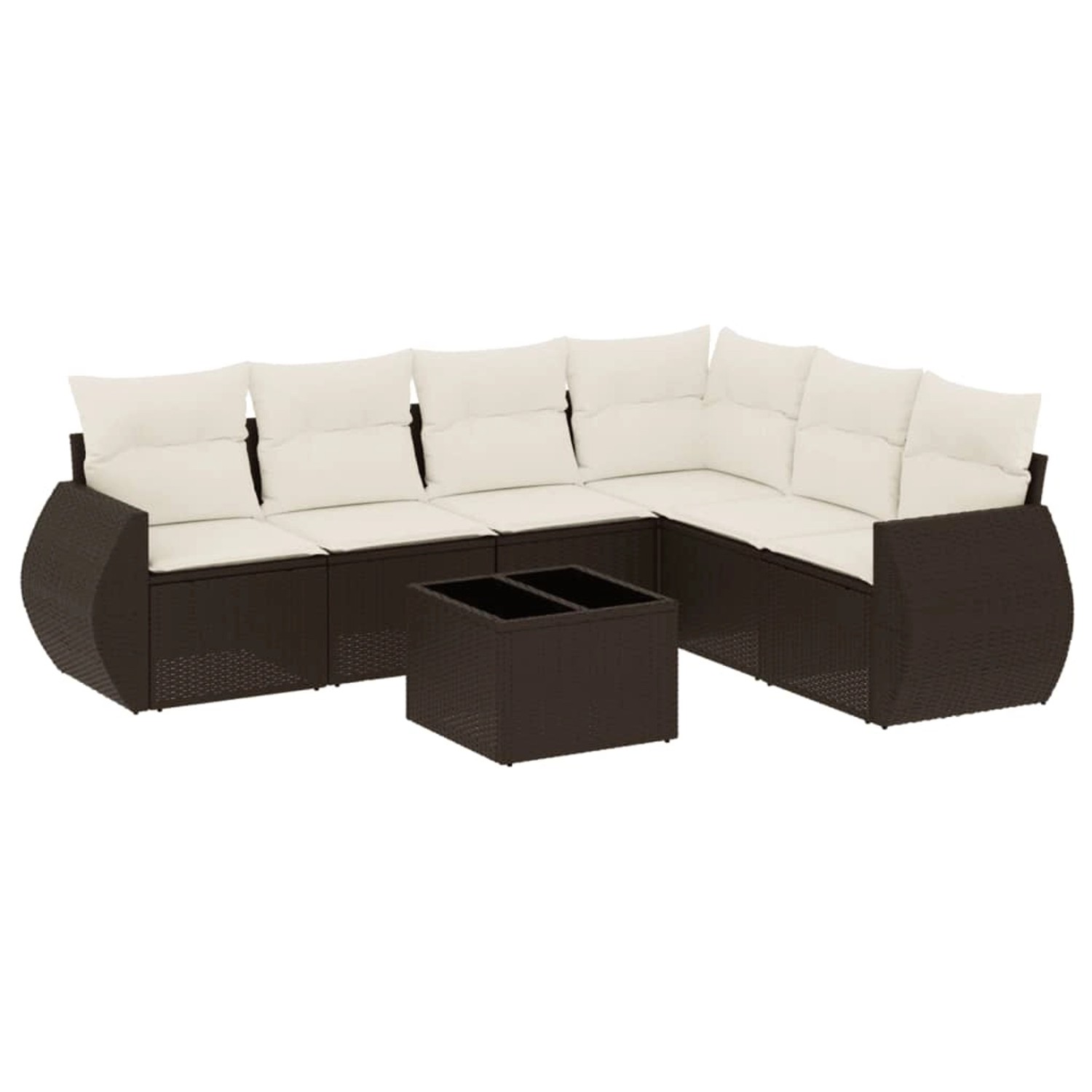 vidaXL 7-Tlg Garten-Sofagarnitur mit Kissen Braun Poly Rattan 3221422 günstig online kaufen
