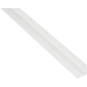 Weißes, gleichschenkliges Winkelprofil aus Kunststoff, 15x15x2000 mm.