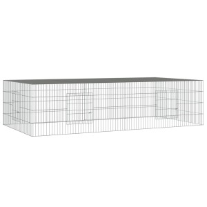vidaXL Kaninchenkäfig, 2 Paneele, verzinkt, 220x110x55 cm, für Kleintiere.