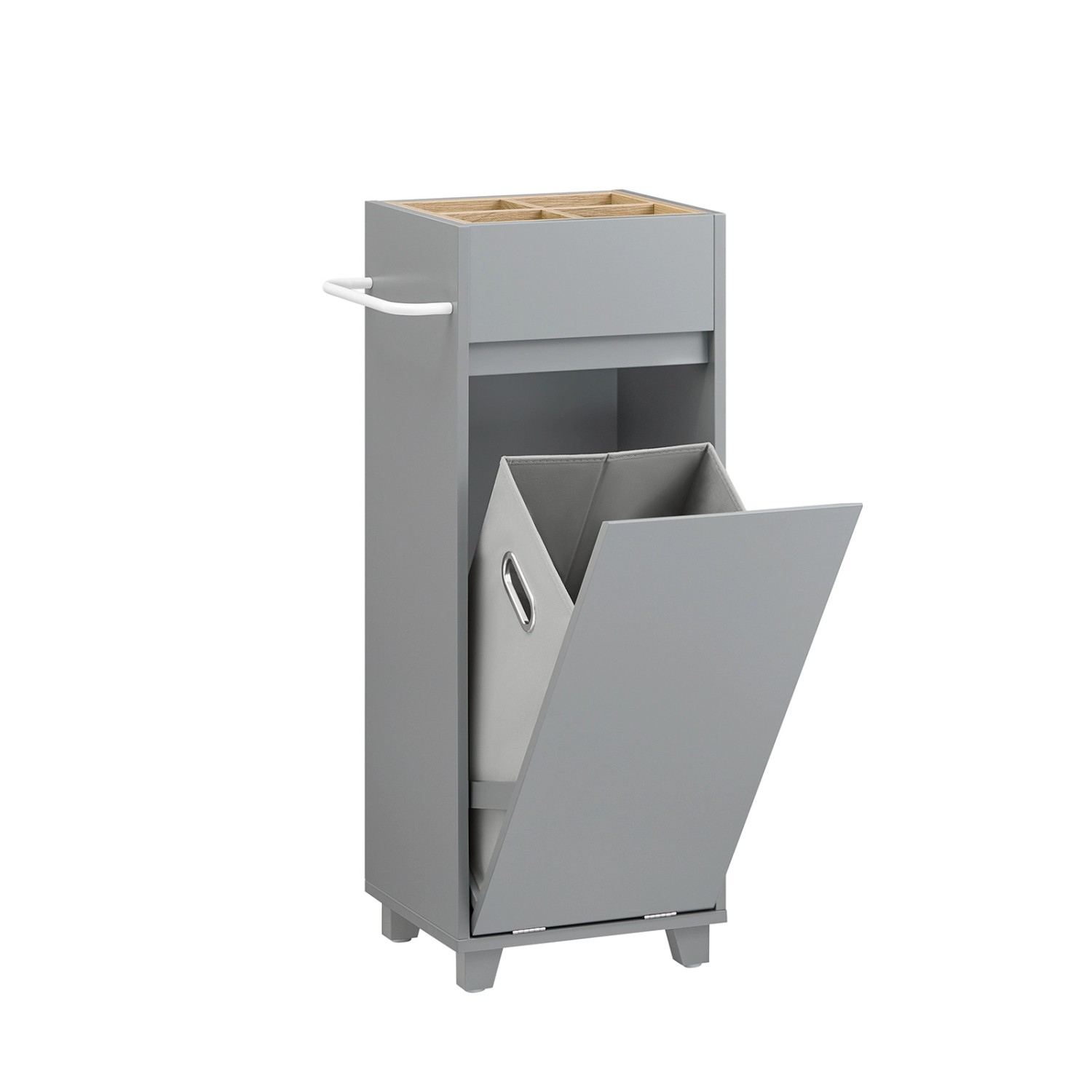 SoBuy Wäscheschrank mit Ausklappbarem Wäschesack Wäschesammler Wäschekorb 35x90x30cm BZR159-DG