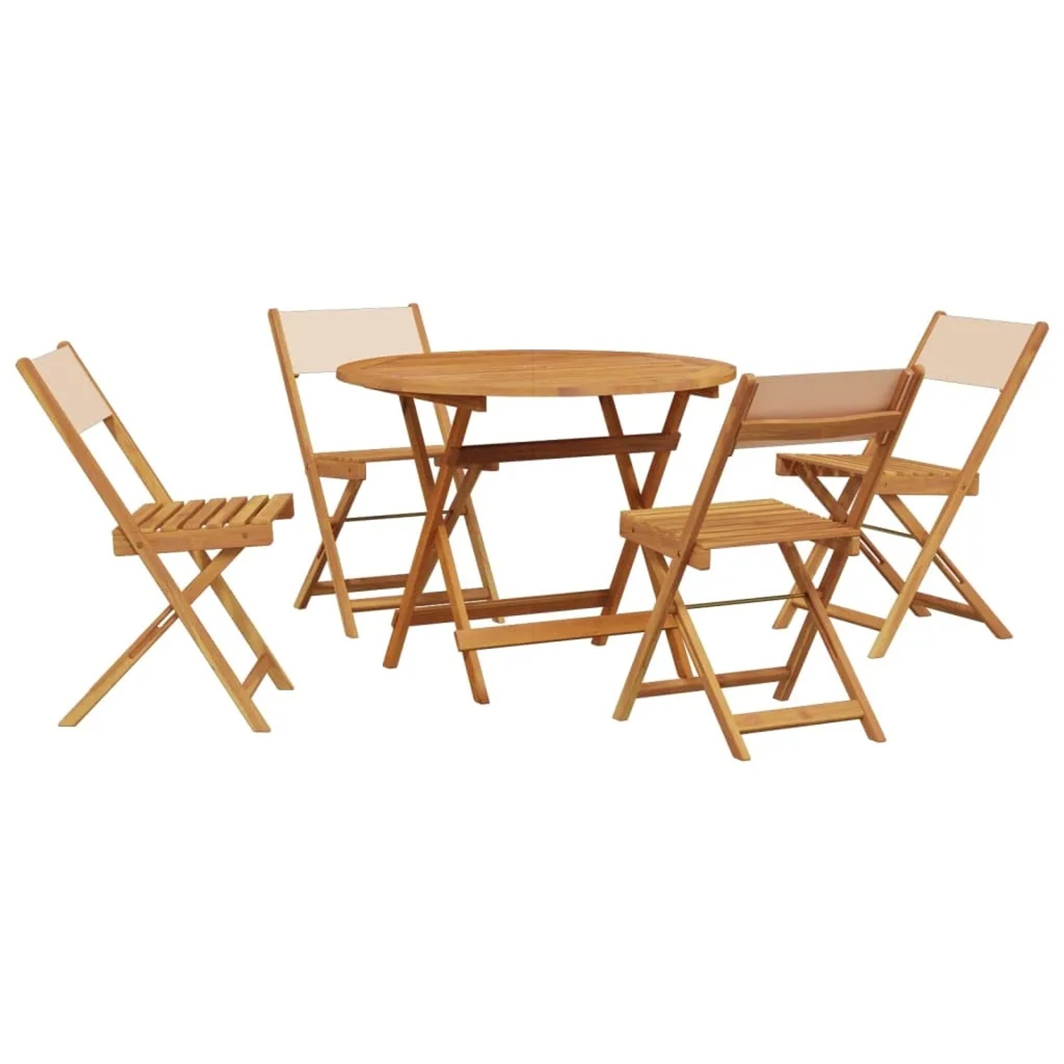 vidaXL 5-Tlg Garten-Essgruppe Stoff und Massivholz Beige 3281775