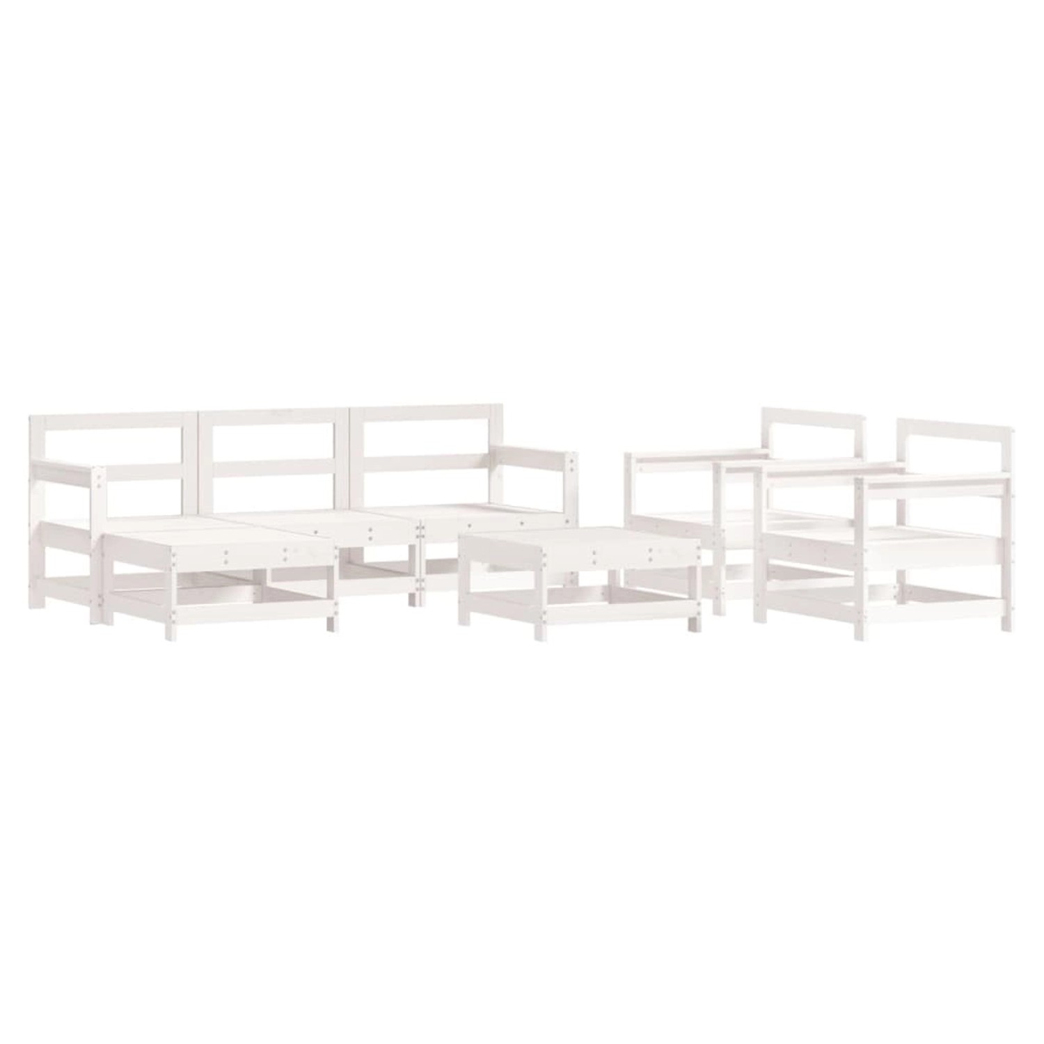 vidaXL 7-Tlg Garten-Lounge-Set Weiß Massivholz Kiefer 3186257
