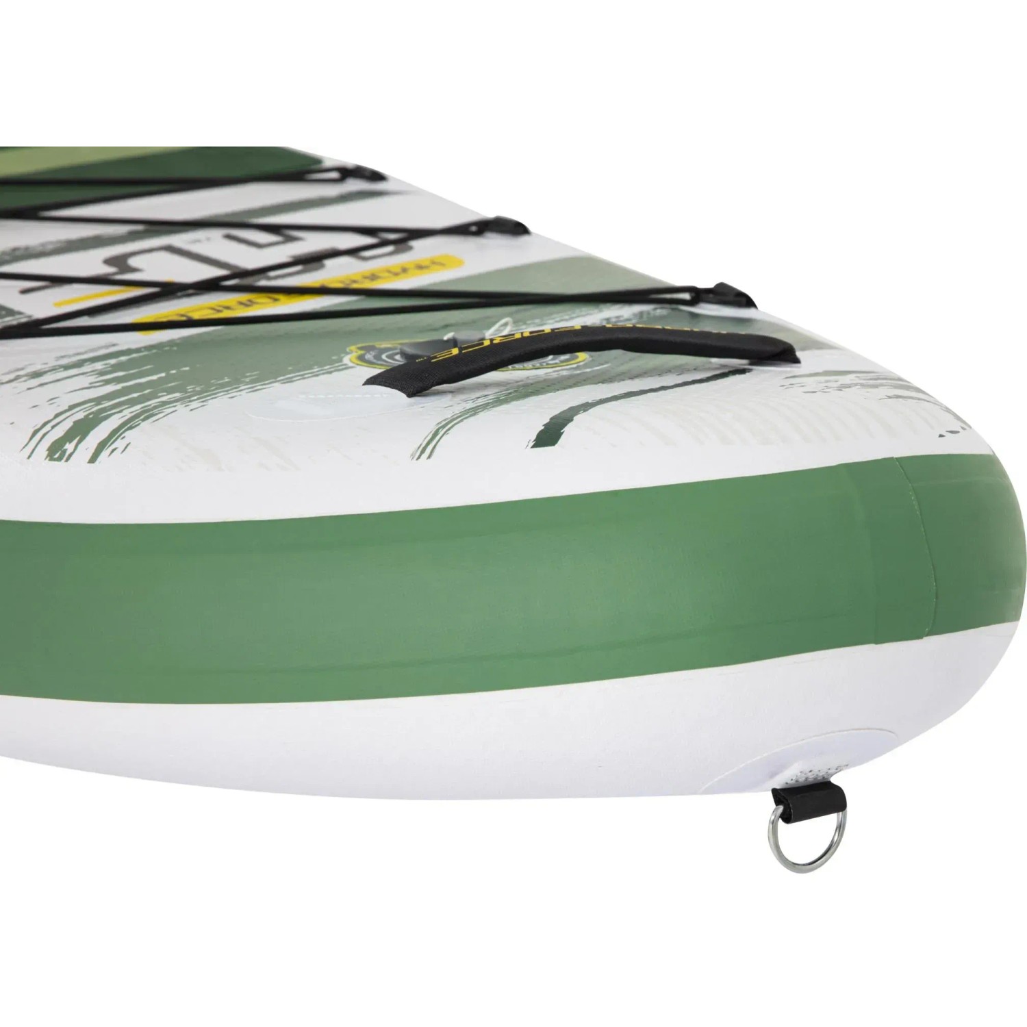 Detailaufnahme: Bestway Hydro-Force SUP River Board Kahawai, grüne Akzente, Edelstahlring.