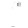 Moderne Bogenlampe Bend mit grauem Schirm für Innenräume.