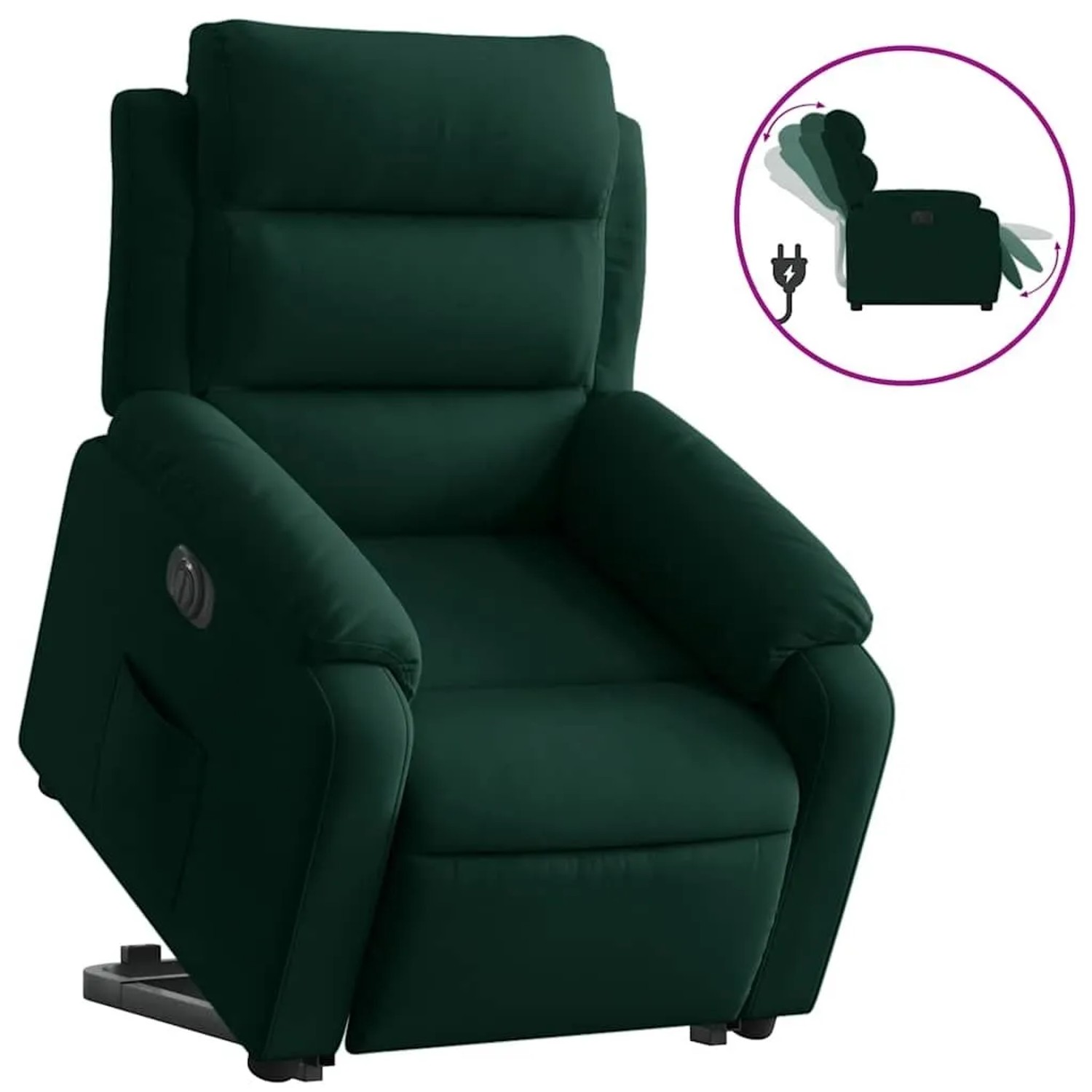 vidaXL Relaxsessel mit Aufstehhilfe Elektrisch Dunkelgrün Samt 3205116_3