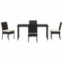 Schwarze vidaXL Garten Essgruppe, 5-teilig, Poly Rattan, mit Tisch und Stühlen.