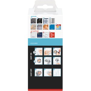 Verpackung des Tesa Ersatzrollenhalters Smooz, verchromt, mit Montageanleitung.