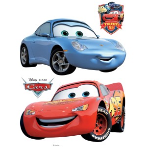 Disney Cars Wandtattoo mit Lightning McQueen und Sally, blau und rot, 65x85 cm.