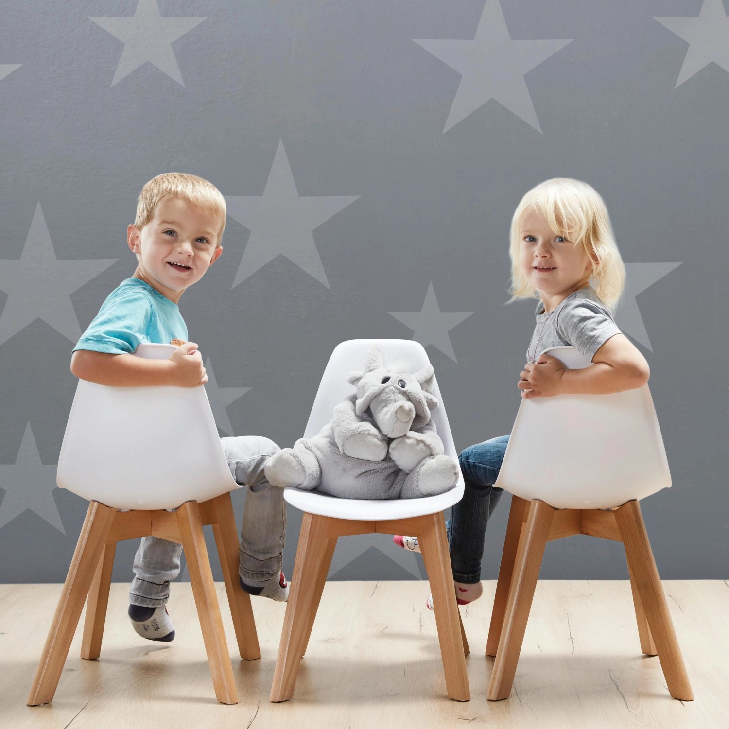 Bessagi Kids Kinderstuhl Tibby Weiß Kunststoff/Echtholz