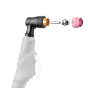 STAHLWERK Plasmaschneider Brennerkopf AG 60 SG 55 zerlegt, mit Elektrode, Düse und rosa Keramikkappe. Zubehör für CUT Plasmaschneidbrenner.