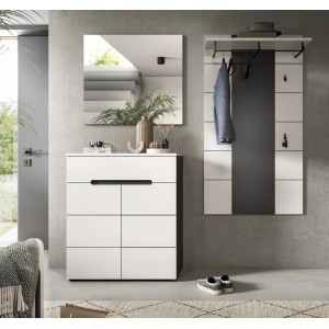 Inn.Furn Garderoben-Set 3-teilig in Weiß und Grau 175 cm Cooper