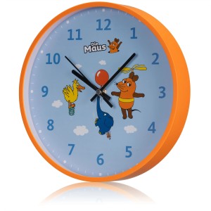 Blaue DieMaus Kinderwanduhr (Ø 25 cm) mit Elefant-Motiv für das Kinderzimmer.