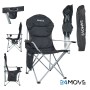 24MOVE Campingstuhl, faltbar, schwarz, mit Tragetasche. Gepolsterter Klappstuhl bis 150kg.