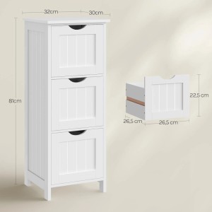 WOLTU Kommode Badezimmerschrank mit 3 Schubladen Mehrzweckschrank 32x81x30 cm
