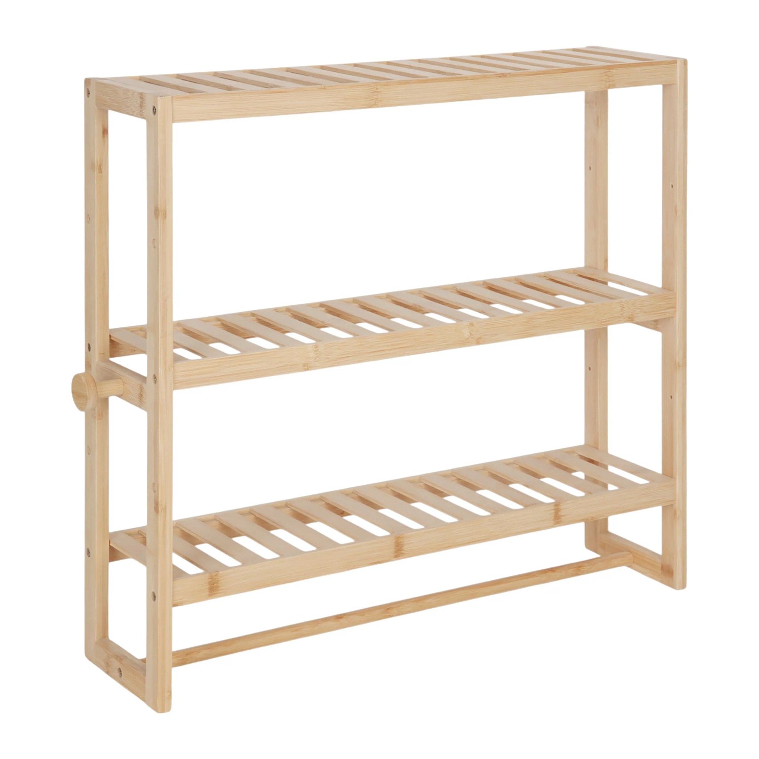 Relaxdays Badregal Bambus Natur Höhenverstellbar mit Handtuchstange 54 cm x 60 cm x 15 cm