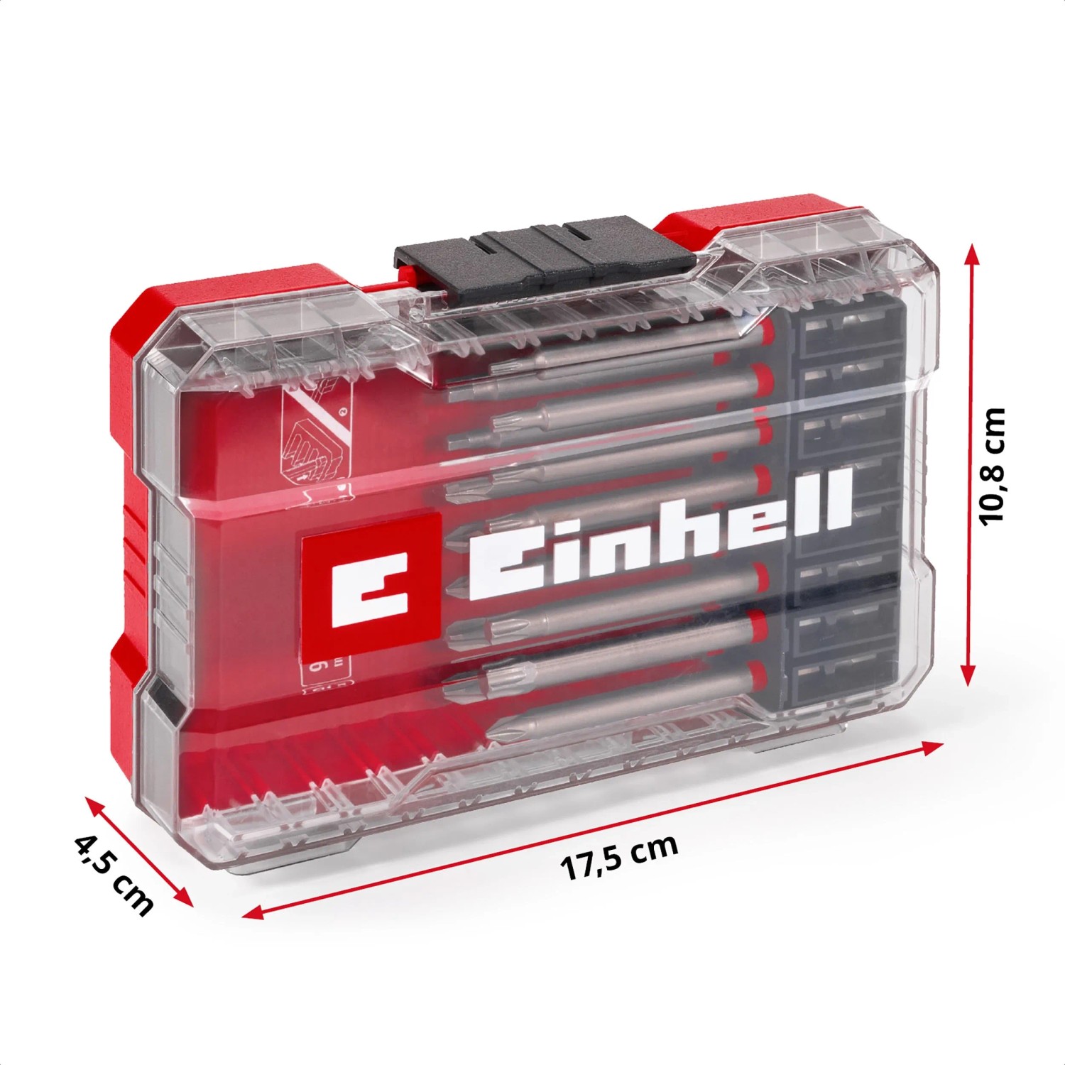 Einhell Bit-Set M-Case, 16-teilig, mit extra langen Bits in Aufbewahrungsbox.