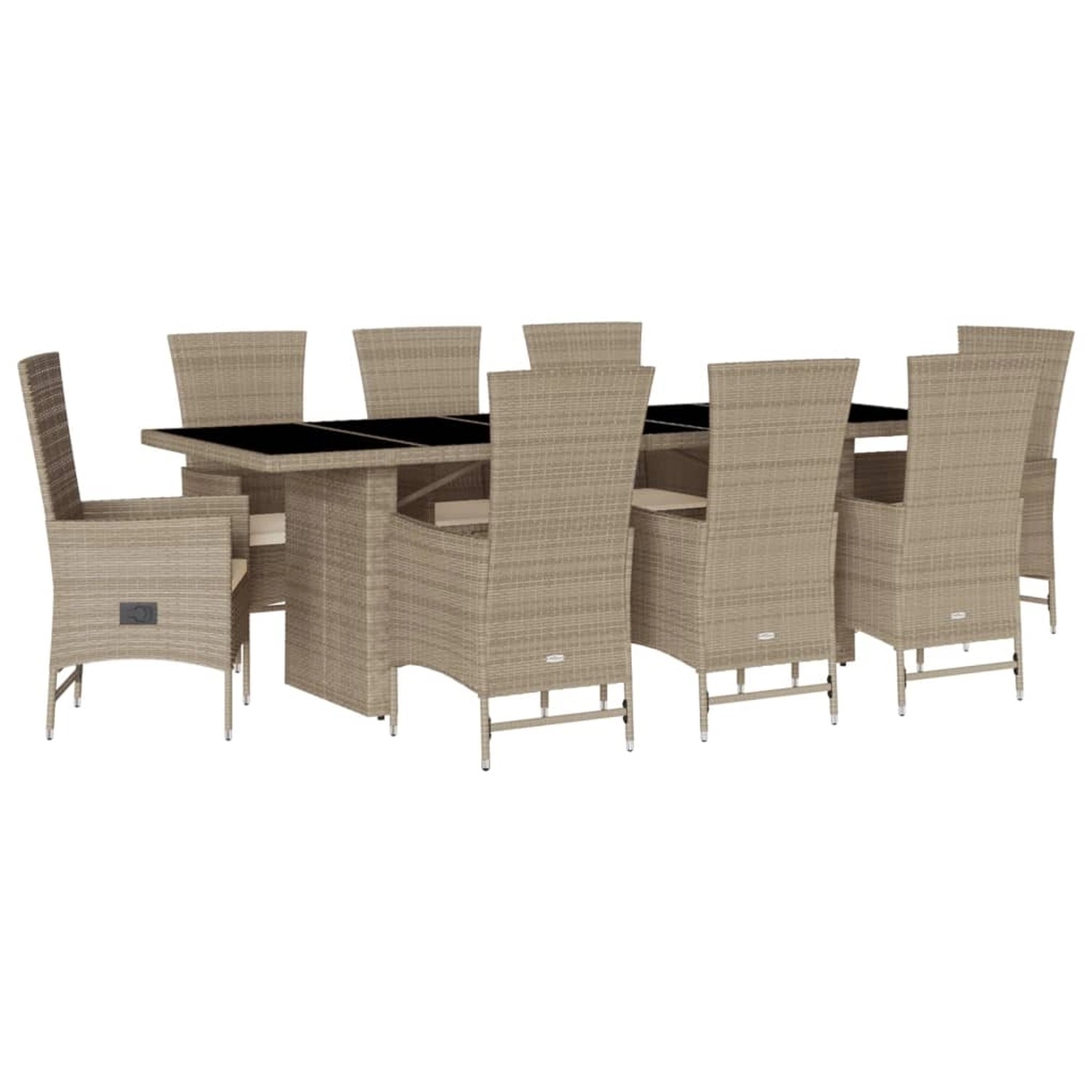 vidaXL 9-Tlg Garten-Essgruppe mit Kissen Beige Poly Rattan 3277584 günstig online kaufen
