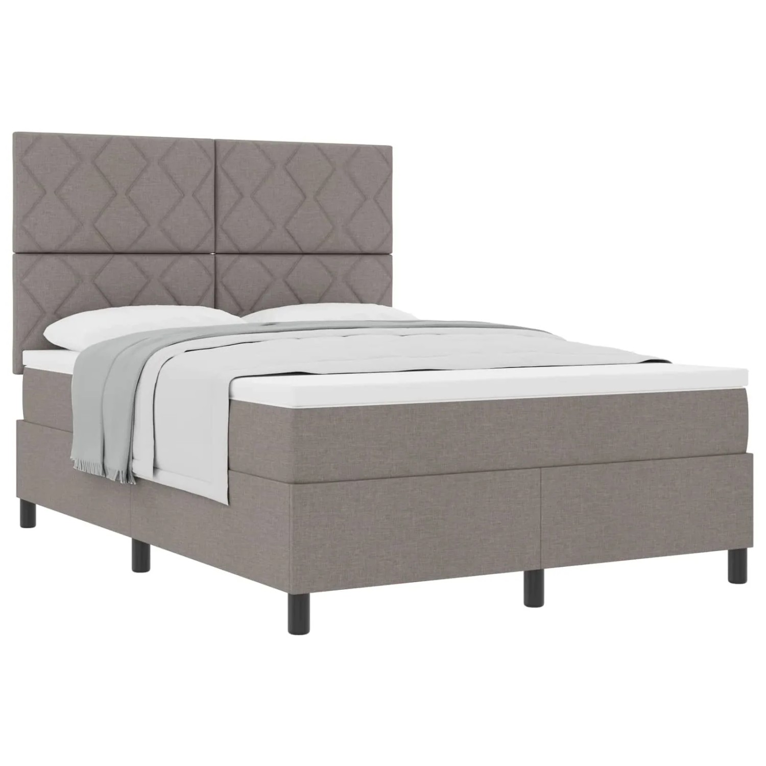 vidaXL Boxspringbett mit Matratze Taupe 160 x 200 cm Stoff 3339480