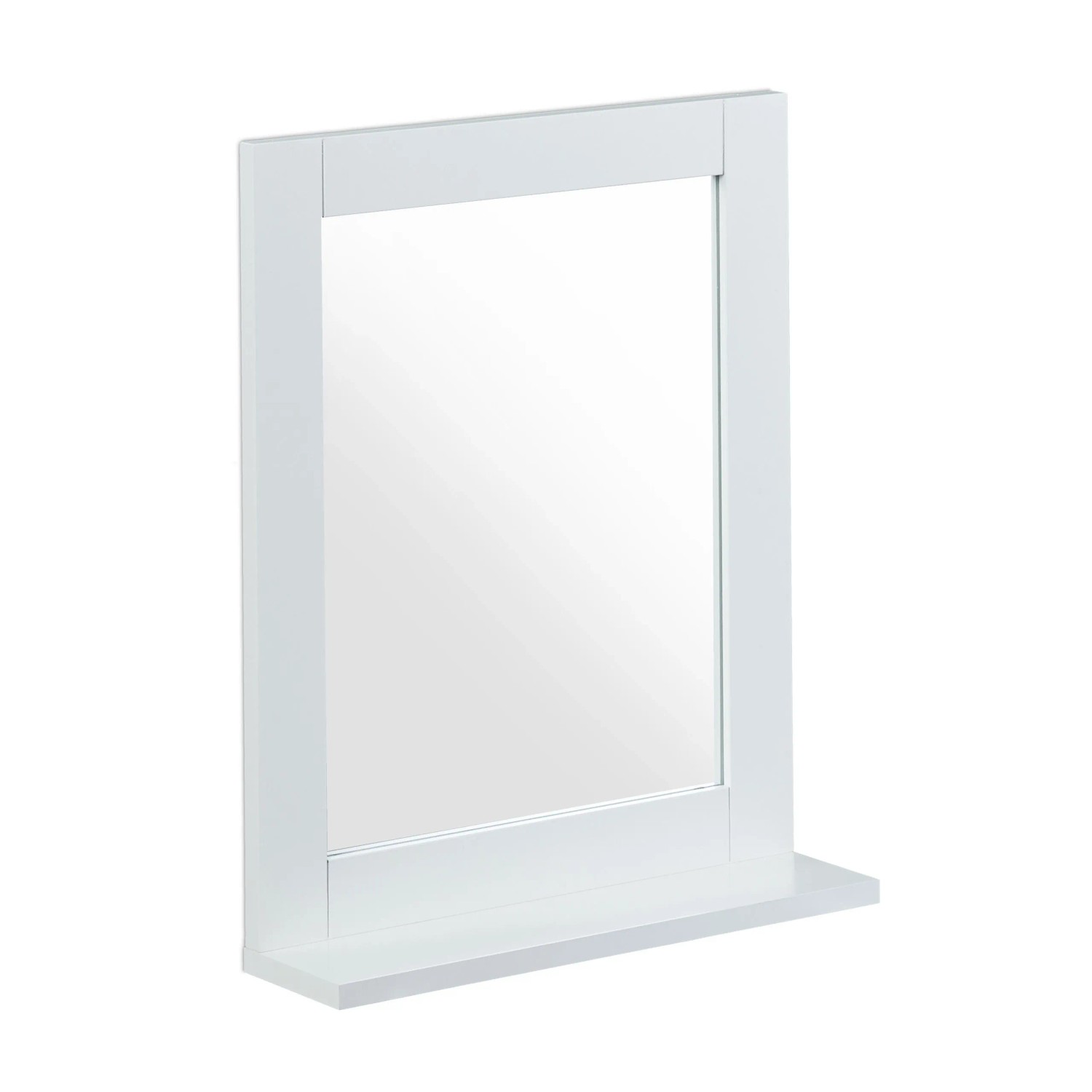 Relaxdays Wandspiegel MDF Glas Weiß mit Ablage 49 cm x 40 cm x 10 cm 2,3 kg
