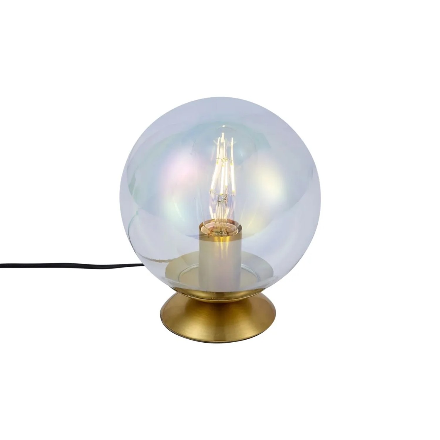 QAZQA Art Deco Tischleuchte Messing mit Rauchglas Regenbogen Pallon