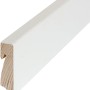 Weiße Massivholz Sockelleiste, 58x16x2400 mm, für harmonischen Bodenabschluss.