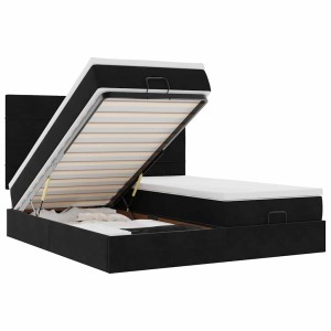 vidaXL Ottoman-Bett mit Matratzen & LEDs Schwarz 200x200 cm Samt 3314629