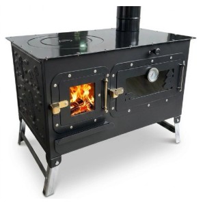 ECOfoxx Outdoor Herd Rosalie mit Backfach und Schornstein, ideal zum Kochen und Backen im Garten.