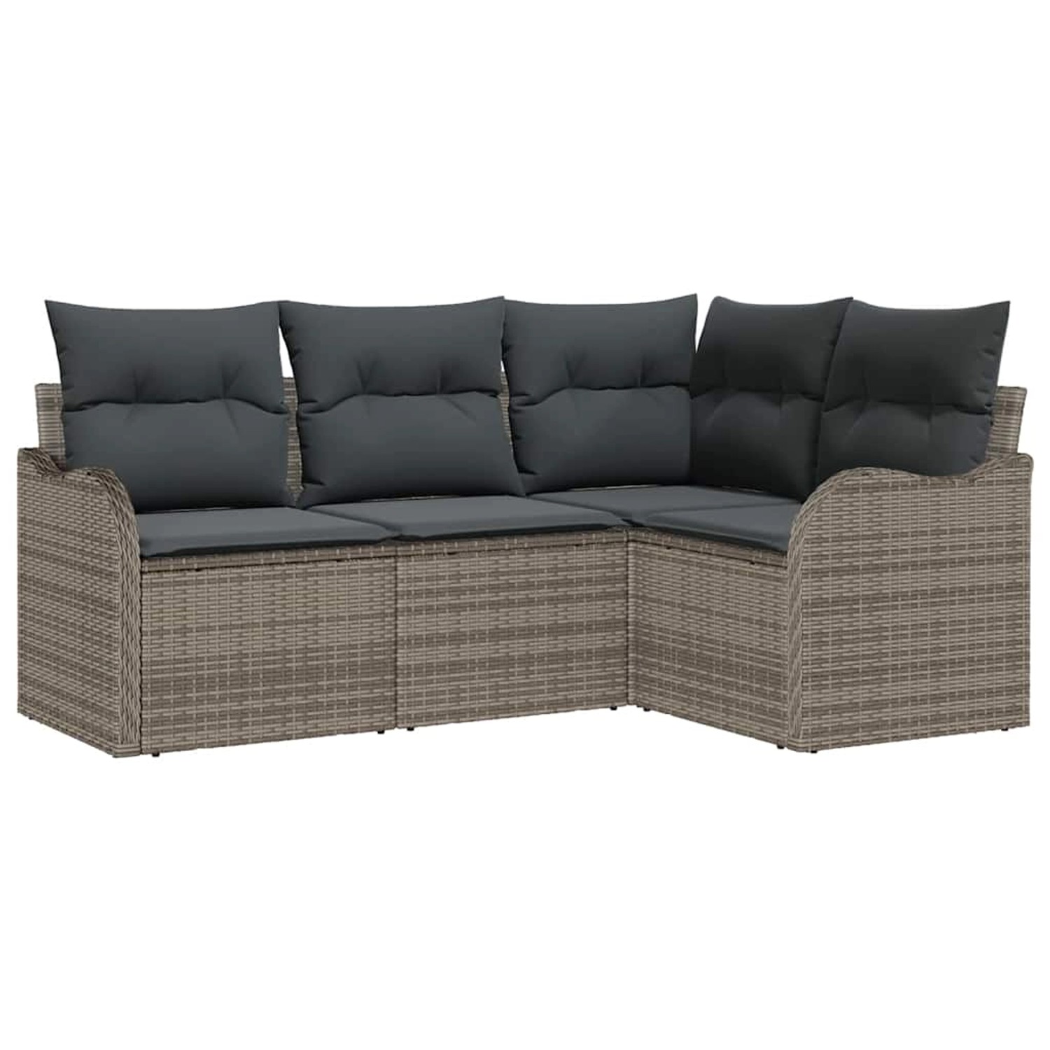 vidaXL Garten-Sofa-Set mit Kissen 4-Tlg Grau Poly Rattan 3345679 günstig online kaufen