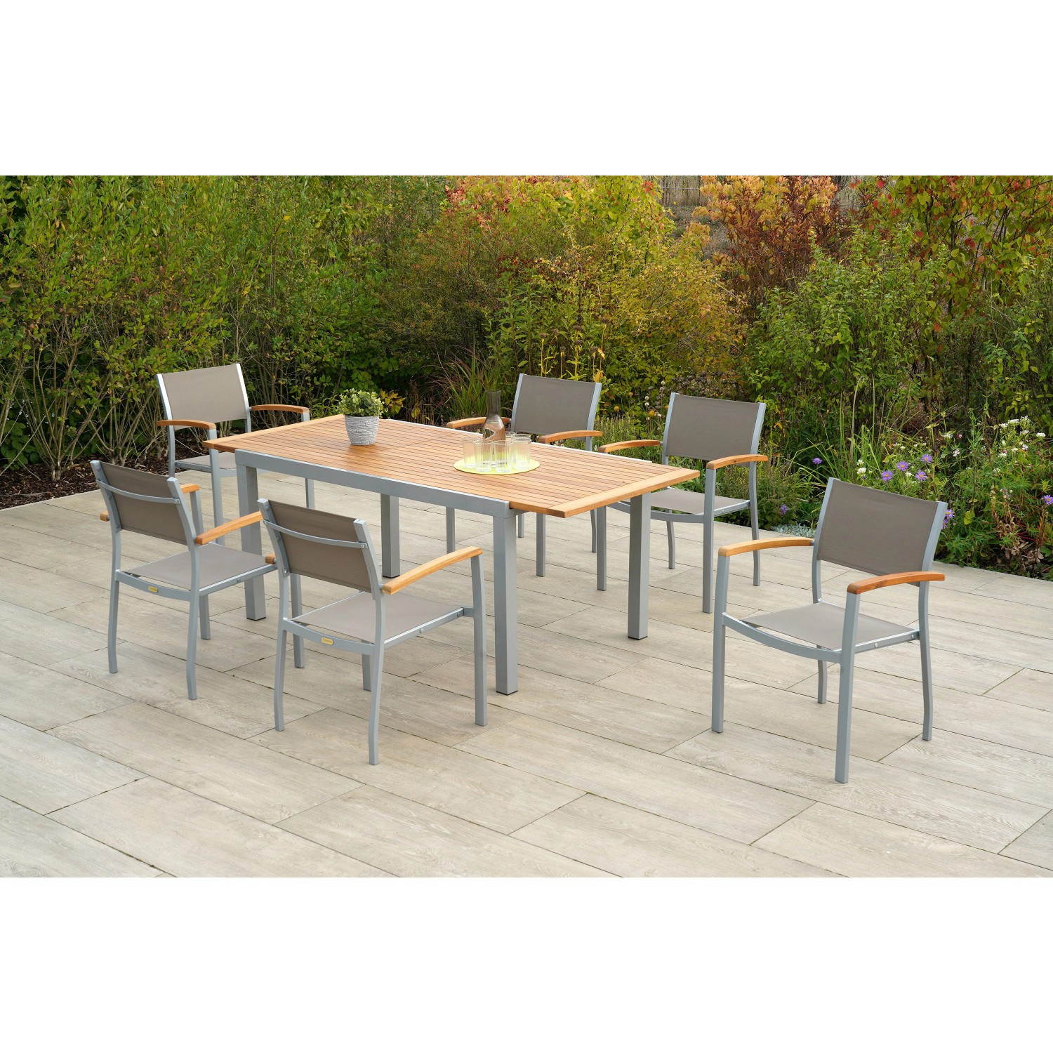 Merxx Naxos Set 7-tlg. Gartentisch Ausziehbar 150/200 x 90 cm günstig online kaufen