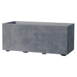 Rechteckiger, aschgrauer Deroma Pflanzkasten Millennium aus Kunststoff mit Füßen.