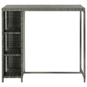 Grauer vidaXL Bartisch mit Regal aus Polyrattan, 120x60x110 cm. Praktischer Bistrotisch für Garten, Bar oder Restaurant.