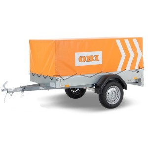 Stema Anhänger AN 750-13 mit orangefarbener OBI Hochplane (60 cm).